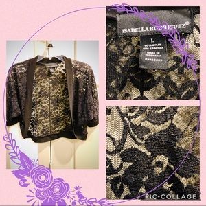 Black crop lace sweater, great for Summer nights!!